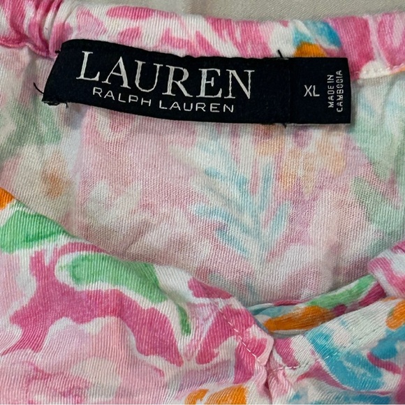 Lauren Ralph Lauren Monogrammed Sleepwear Pink Floral Ruffle Hem Nightgown XL - Picture 4 of 10